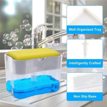 Balock Soap Pump Dispenser And Sponge Holder For Kitchen Sink Dish Washing Soap Dispenser, 13 Ounces, Silver, SDS001