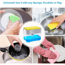 Balock Soap Pump Dispenser And Sponge Holder For Kitchen Sink Dish Washing Soap Dispenser, 13 Ounces, Silver, SDS001