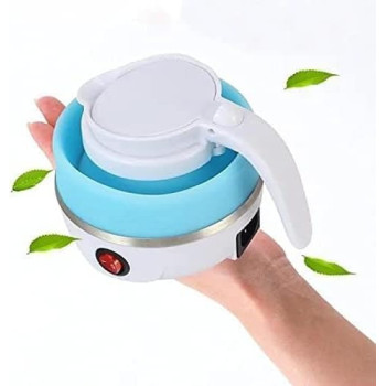 Travel Foldable Silicon Water Heater Jug Collapsible Mini Portable Electric Kettle, White