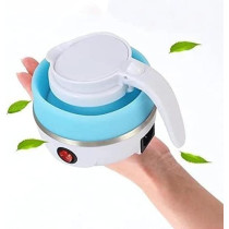 Travel Foldable Silicon Water Heater Jug Collapsible Mini Portable Electric Kettle, White