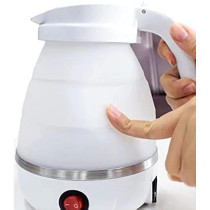 Travel Foldable Silicon Water Heater Jug Collapsible Mini Portable Electric Kettle, White