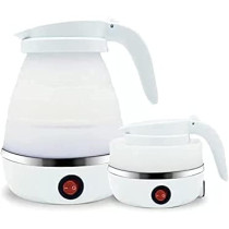 Travel Foldable Silicon Water Heater Jug Collapsible Mini Portable Electric Kettle, White