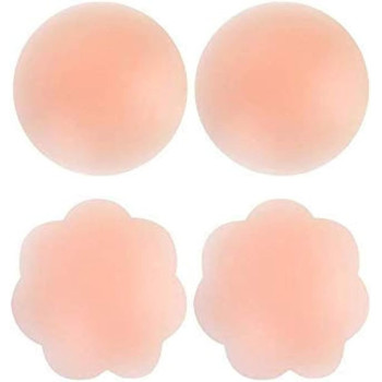 Reusable Adhesive Silicone Nipple Cover Breast Pads, 2 Pair Pack