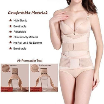 Coolbaby 3 In 1 Postpartum Girdle Support Recovery Belly Band Corset Wrap Body Shaper For After Birth Postnatal C-Section Waist Pelvis Shapewear Wrap Girdle Support Band Belt Body Shaper (L)