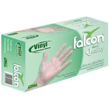 Falcon Ezuk Vinyl Gloves, Clear Powder Free Medium Size, 2 Packs X 100 Pieces