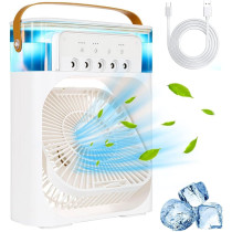 Unusroom Portable Air Conditioners,Mini Evaporative Cooler,700Ml Cooler 3 Speeds,Usb Personal Conditioner With 7 Led Light, 1-3H Timer Ac Cooling Fan, White