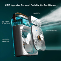 Unusroom Portable Air Conditioners,Mini Evaporative Cooler,700Ml Cooler 3 Speeds,Usb Personal Conditioner With 7 Led Light, 1-3H Timer Ac Cooling Fan, White