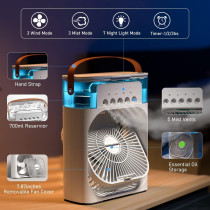 Unusroom Portable Air Conditioners,Mini Evaporative Cooler,700Ml Cooler 3 Speeds,Usb Personal Conditioner With 7 Led Light, 1-3H Timer Ac Cooling Fan, White