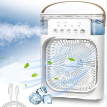 Shengyi Portable Fan Mini Air Conditioner Fan, Desktop Misting Fast Cooling Fan With Led Light, Multifunctional Evaporative Air Cooler Oscillation/Humidifier/Timing Function For Room Office, White