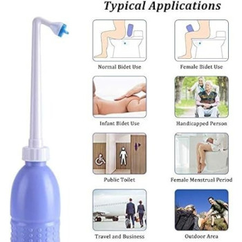 Showay E World Unbox Happiness 650 Ml Large Portable Shattaf Bidet Bottle Handheld Travel Toilet Shataf Hand Spray Seat Water, Blue