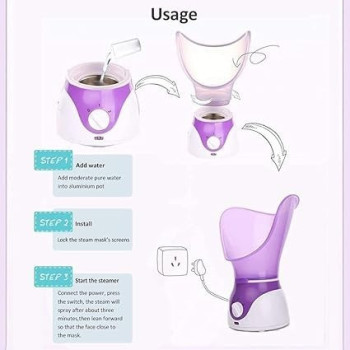 Ettg Warm Mist Bpa-Free Moisturizing Facial Steamer, Purple/White