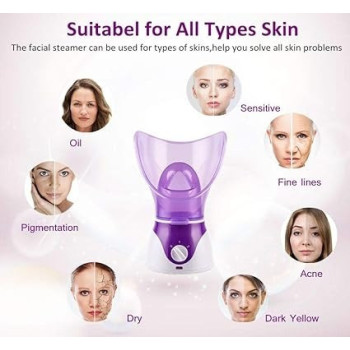 Ettg Warm Mist Bpa-Free Moisturizing Facial Steamer, Purple/White