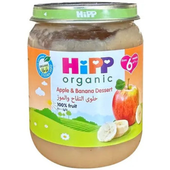Hipp Organic Apple And Banana Dessert Natural Sweetness Of Apples With The Creamy Texture And Flavor Of Bananas, 125Gm