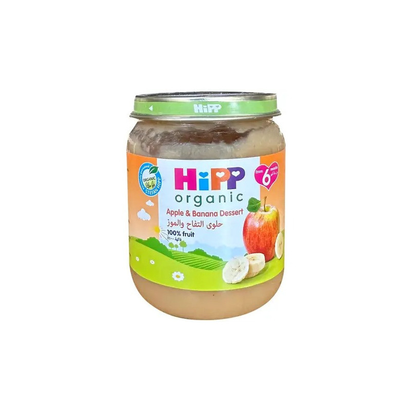 Hipp Organic Apple And Banana Dessert Natural Sweetness Of Apples With The Creamy Texture And Flavor Of Bananas, 125Gm