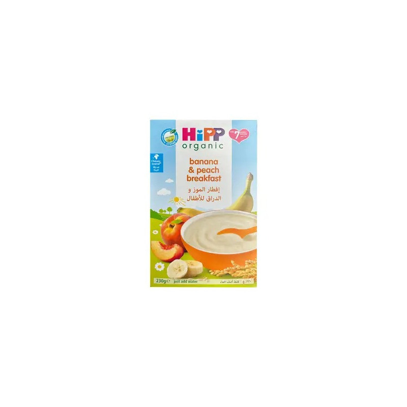 Hipp Organic Banana And Peach Breakfast 230G, Gluten Free, No Added Sugar