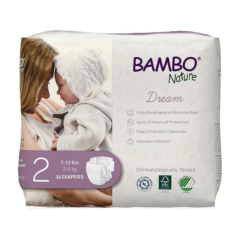 Bamboo Nature Eco-Friendly Organic Dream Mini Diaper 2/3, 6Kg