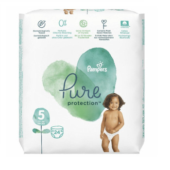 Pampers Pure Protection Baby Diapers Size 5, 24Pcs