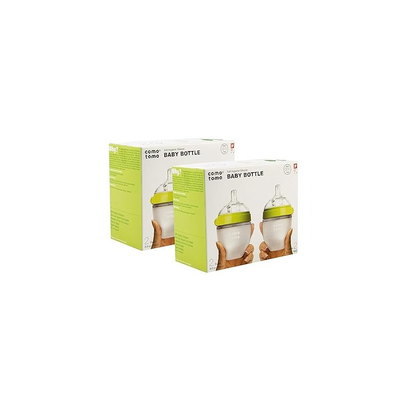 Comotomo Natural Baby Bottle Green Hygiene And Convenience, 2 x 150Ml