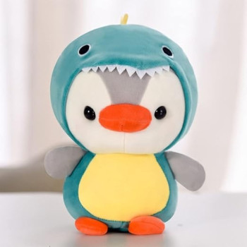Penguin Stuffed Animal Plush Dressed In Dinosaur Costume Penguin Plush Pillow Soft Doll, 10 Inch, Cute Plush Toys Christmas Birthday Gift For Boys And Girls, Dinosaur