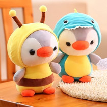 Penguin Stuffed Animal Plush Dressed In Dinosaur Costume Penguin Plush Pillow Soft Doll, 10 Inch, Cute Plush Toys Christmas Birthday Gift For Boys And Girls, Dinosaur