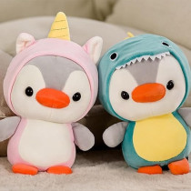 Penguin Stuffed Animal Plush Dressed In Dinosaur Costume Penguin Plush Pillow Soft Doll, 10 Inch, Cute Plush Toys Christmas Birthday Gift For Boys And Girls, Dinosaur