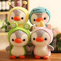 Penguin Stuffed Animal Plush Dressed In Dinosaur Costume Penguin Plush Pillow Soft Doll, 10 Inch, Cute Plush Toys Christmas Birthday Gift For Boys And Girls, Dinosaur