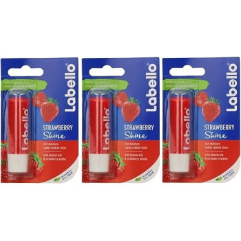 Labello 3 x Labello Strawberry Lip Balm, Red Colour