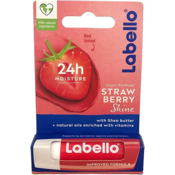 Labello Strawberry Lip Balm With Shea Butter, Red Colour