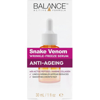 Balance Active Formula Snake Venom Wrinkle Freeze Serum, 30Ml, With Syn-Ake And Marine Collagen, Lines And Wrinkles Appear Reduced, Smoothes Crows Feet, Dermatologically Tested