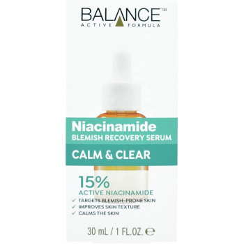 Balance Active Formula 15 Percentage Niacinamide Blemish Recovery Serum, 30 Ml, Contains 15 Percentage Niacinamide Which Targets Blemish Prone Skin And Improves Skin Texture, Dermatologically Tested