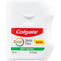 Colgate Mint Waxed Total Dental Floss Ribbon, 25 M