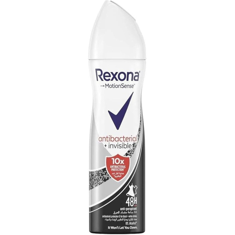 Rexona Aerosol Anti Bacterial Invisible Female, 150 Ml