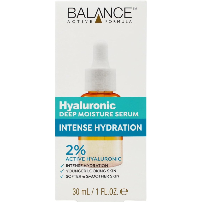 Balance Active Formula Hyaluronic Deep Moisture Serum, 30Ml, Lightweight And Non-Greasy Provides Intense Hydration Encourages Visibly Younger Looking Skin
