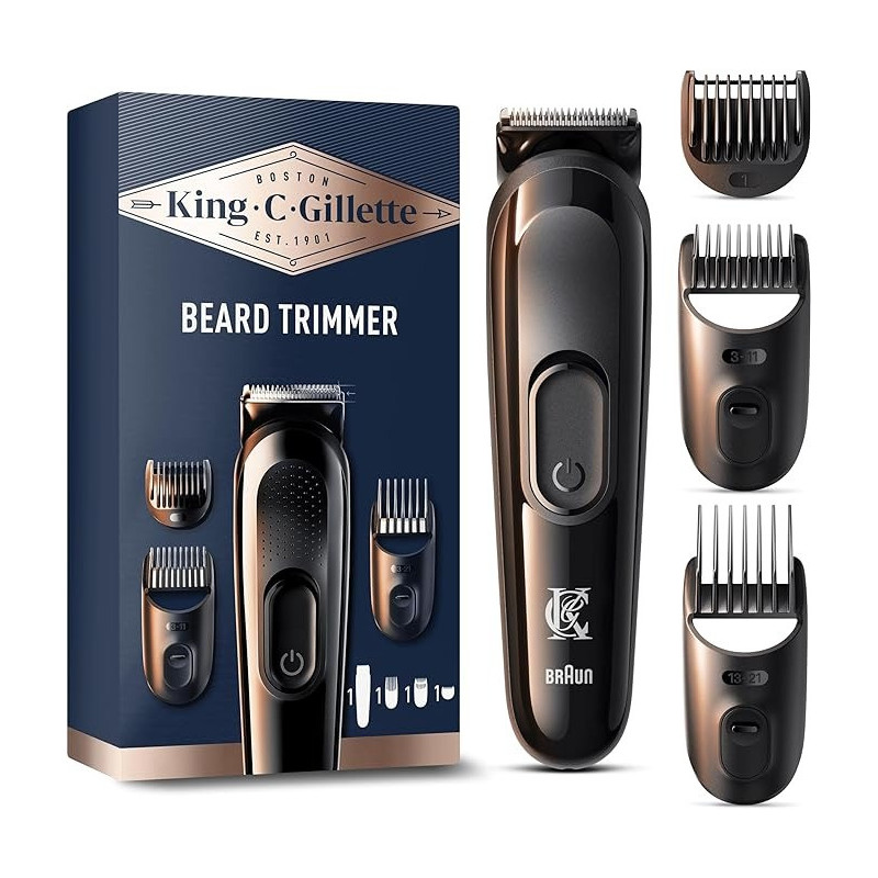 King C. Gillette Cordless Mens Beard Trimmer Kit With Lifetime Sharp Blades And 3 Interchangeable Combs