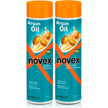 Novex Argan Oil Shampoo And Conditioner Set For Stronger Smoother Frizz-Free Hair