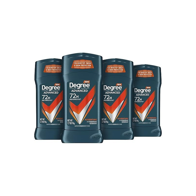 Degree Men Advanced Antiperspirant Deodorant, Adventure 72-Hour Sweat And Odor Protection Antiperspirant For Men With Motionsense Technology, 76 G