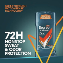 Degree Men Advanced Antiperspirant Deodorant, Adventure 72-Hour Sweat And Odor Protection Antiperspirant For Men With Motionsense Technology, 76 G