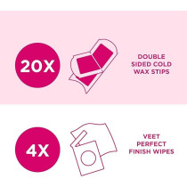 Veet Ready To Use Wax Strip With Easy Gel For Sensitive Skin, 20 Strip
