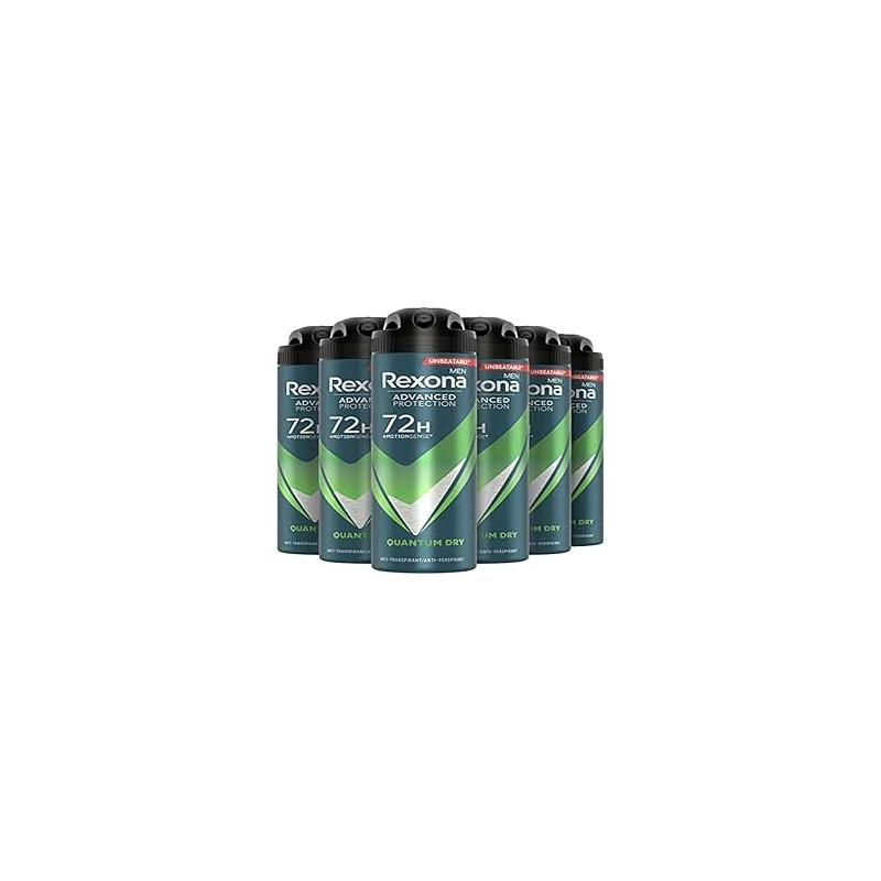 Rexona Unbeatable Men's Advanced Protection Quantum Dry Deodorant Spray, 150 ml, Pack Of 6