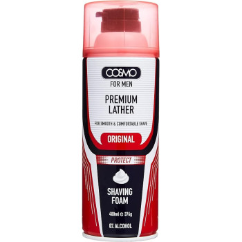 Cosmo For Men Premium Lather For Smooth And Comfortable Shave Original Shaving Foam, 400 ml, Red