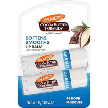 Palmers Cocoa Butter Formula With Vitamin E Softens Smooths Lip Balm For Moisturizes Dry Lips, Pack Of 2, 4 Gram