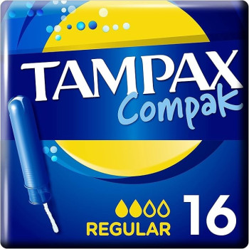 Tampax Compak Regular Tampons Applicator, 16 Count