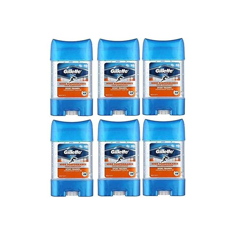 Gillette Sport High Performance Sport Triumph Antiperspirant Clear Gel, 70 ml, Pack Of 6