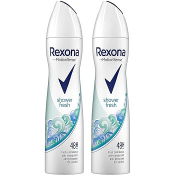 Rexona Motion Sense Shower Fresh Antiperspirant 48-Hour Fresh Confidence Anti-Transpirant Protection Spray Pack Of 2, 200 ml