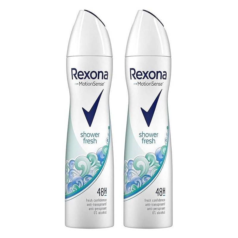 Rexona Motion Sense Shower Fresh Antiperspirant 48-Hour Fresh Confidence Anti-Transpirant Protection Spray Pack Of 2, 200 ml