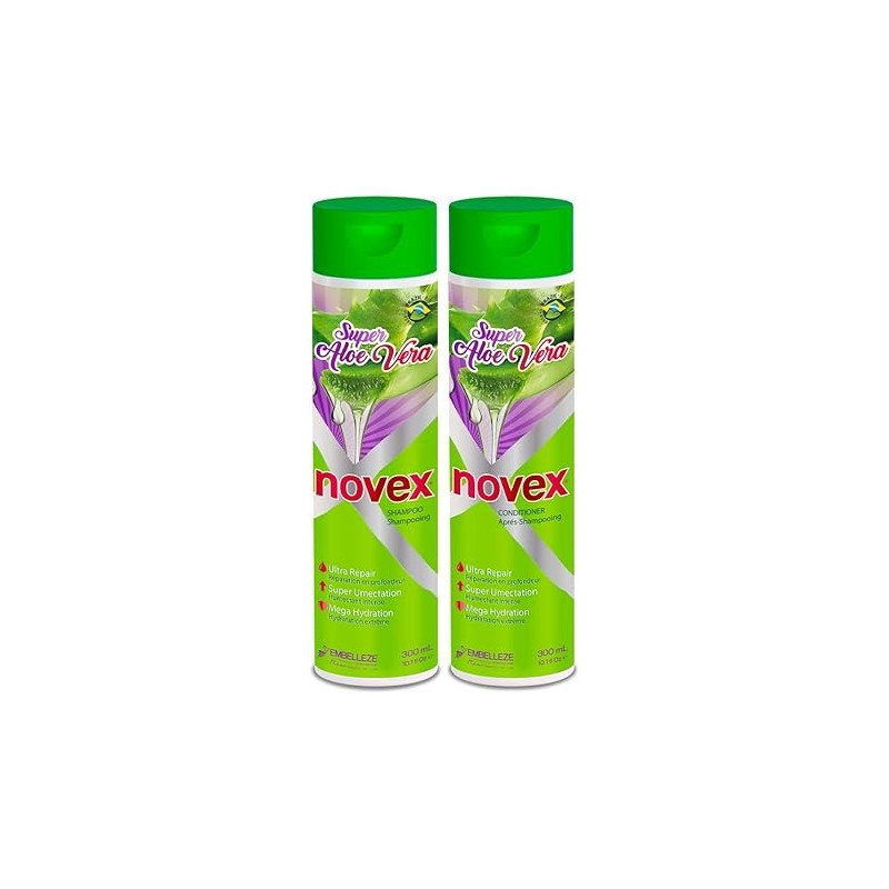 Novex Super Aloe Vera Organic Shampoo And Conditioner Set, 300 ml