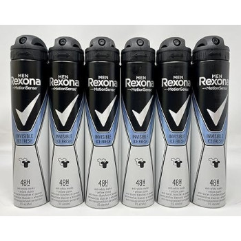 Rexona Invisible Deodorant Aerosol Antiperspirant For Men Ice, 200 ml, Pack Of 6