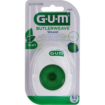 Gum Butlerweave Waxed Healthy Gums Unique Design Teeth Clean Removes Plaque Dental Floss, 55 m