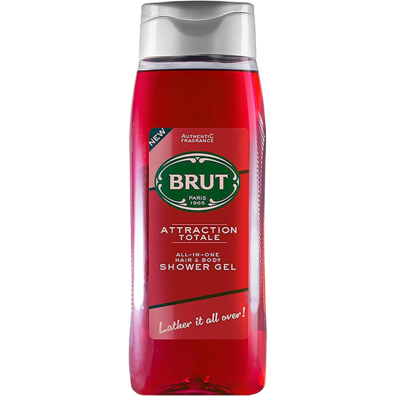 Brut Attraction All-In-One Shower Gel For Hair And Body, Body Wash For Men, 500Ml
