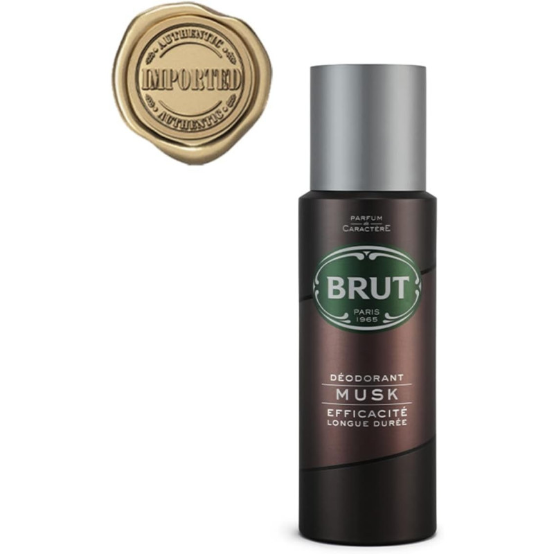 Brut Musk Long Lasting Fresh Active Odour Protection Signature Scented Body Deodorant Spray For Men, 200 Ml